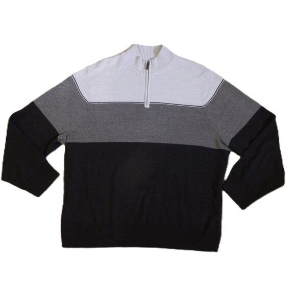 DOCKERS Colorblock 1/4 Zip Sweater XXL - Cream, Black, & Gray - Never worn - Picture 1 of 6